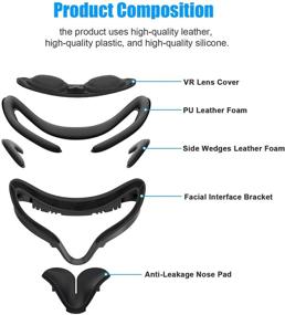 img 3 attached to AMVR Resilient VR Facial Vent Soft Interface Bracket & Anti-Leakage Light PU Leather 🔥 Foam Face Cover Replacement Pad - Custom Comfort 7-Piece Set for Oculus Quest 2 (Black, 7-in-1)