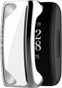 img 4 attached to Фирменный чехол FitTurn Silver Metal с полным покрытием защитного экрана для Fitbit Inspire 2, Inspire HR и Inspire 2 HR - ударопрочный бампер, мягкий материал PC.