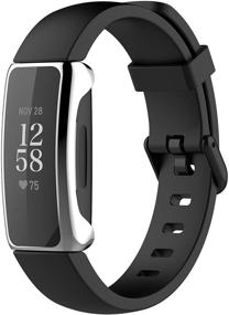 img 3 attached to Фирменный чехол FitTurn Silver Metal с полным покрытием защитного экрана для Fitbit Inspire 2, Inspire HR и Inspire 2 HR - ударопрочный бампер, мягкий материал PC.