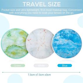 img 3 attached to Convenient Travel-Sized Contact Lens Case Set - Cute Marble Pattern 🌍 Mirror Soak Boxes, Container Bottles, and Remover Tools in Green, White, and Blue