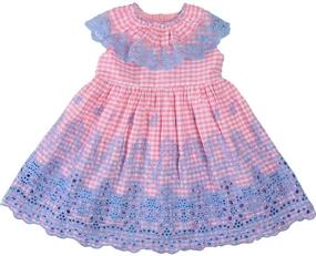 img 4 attached to 👗 Stylish Sharequeen Girls Sleeveless Dress: Flower Lace Rose Embroidery Cotton Ruffle Design Swing Party Dresses for Children