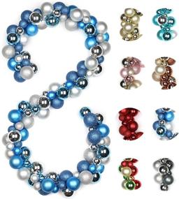 img 4 attached to 🎄 Blue and Silver Shatterproof Christmas Ball Garland - 6 Feet Xmas Ornaments for Home Indoor Outdoor Decor, Holiday Party, Wedding Tree