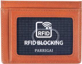 img 1 attached to 👛 Premium Calfskin Leather Blocking Wallet by Parrigai: Sleek Minimalist Design