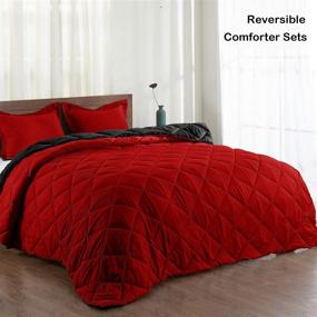 img 2 attached to 🛏️ Basic Beyond Down Alternative Comforter Set (Queen, Black/Red) - Reversible with 2 Pillow Shams: Ideal Bed Comforter for Every Season
