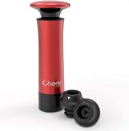 🍷 cheer moda wine stopper - wine saver set with air pump, vacuum bottle sealer and 2 reusable stoppers - red логотип