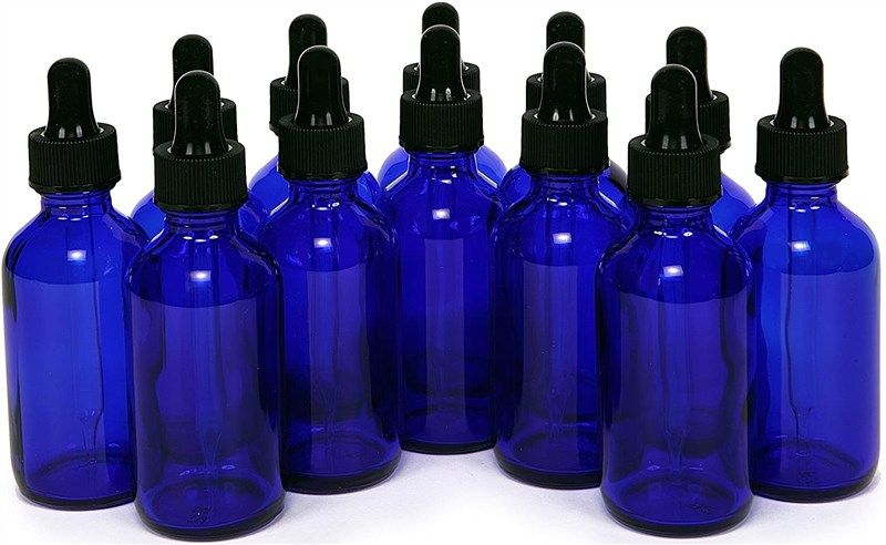cobalt blue glass bottles droppers lab & scientific products 로고