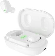 bnchi true wireless earbuds bluetooth 5.0 headphones with metal charging case - super stereo, noise cancellation, touch control, 42 hours playback - iphone and android (white) logo