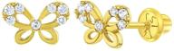 yellow zirconia butterfly earrings toddler logo