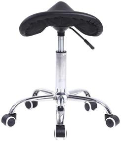 img 1 attached to KKTONER Black PU Leather Rolling Saddle Stool - Swivel, Adjustable, and with Wheels - Ideal Salon Chair