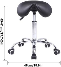 img 2 attached to KKTONER Black PU Leather Rolling Saddle Stool - Swivel, Adjustable, and with Wheels - Ideal Salon Chair