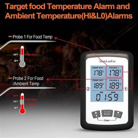 img 1 attached to 🔥 Ultimate Dual Probe Meat Thermometer: HomLeaFac Digital Instant Read Food Thermometer with Alarm, Calibration, and Large Backlit Screen - Ideal for Smoker, Oven, Kitchen, Outdoor Cooking, and BBQ