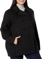 🧥 timeless elegance: calvin klein plus-size double-breasted classic pea coat for women logo