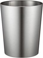 🗑️ idesign 25240 patton round metal trash can - bathroom, bedroom, home office, dorm, college - 8x8x9.7 - brushed stainless steel logo