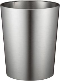 img 1 attached to 🗑️ iDesign 25240 Patton Round Metal Trash Can - Bathroom, Bedroom, Home Office, Dorm, College - 8x8x9.7 - Brushed Stainless Steel