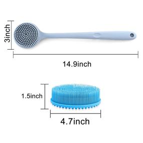 img 1 attached to Koccido Silicone Exfoliating Body Scrubber, Bath Body Brush Back Scrubber for Men & Women, Set of 2 (Blue)