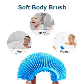 img 2 attached to Koccido Silicone Exfoliating Body Scrubber, Bath Body Brush Back Scrubber for Men & Women, Set of 2 (Blue)