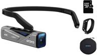 ordro ep7 camcorder 4k video camera: portable fpv vlog camcorder for head-wearable recording with gimbal stabilizer, remote control, and 64gb micro sd card logo