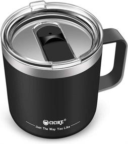 img 4 attached to Cicike Insulated Coffee Mug: 14oz Stainless Mug with Lid and Handle – Keep Drinks Hot for 3 Hours, Cold for 9 – Ideal Travel and Camping Gift for Men and Women