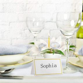 img 1 attached to 🎉 Toncoo 100Pcs Premium Place Cards with Gold Foil Border | Wedding Escort Cards, Name Cards, Seating Cards | 2"x 3.5" | Ideal for Wedding, Table, Dinner Parties