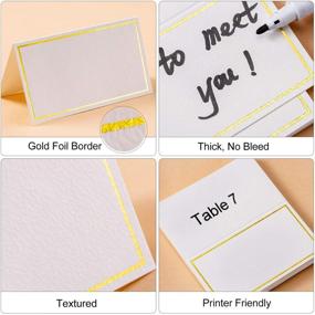 img 2 attached to 🎉 Toncoo 100Pcs Premium Place Cards with Gold Foil Border | Wedding Escort Cards, Name Cards, Seating Cards | 2"x 3.5" | Ideal for Wedding, Table, Dinner Parties