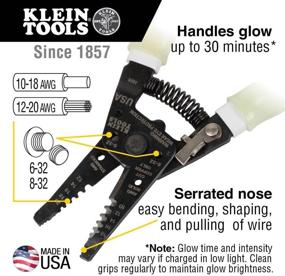 img 3 attached to 🔌 Klein Tools 11055GLW Wire Stripper / Cutter: Klein-Kurve Stripper 10-18 AWG Solid, 12-20 AWG Stranded Wire with Glow in the Dark Grips