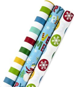 img 2 attached to 🎁 Набор для упаковки подарков на Рождество Hallmark, Семейный - 3 рулона упаковочной бумаги, 10 разнообразных подарочных сумок, 32 наклейки с ярлыками для подарков