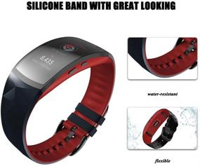 img 2 attached to 📱 NotoCity Silicone Replacement Band for Samsung Gear Fit2 Pro - Slate-Red, Large