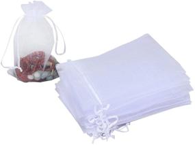 img 4 attached to 🎁 HRX Package White Organza Bags, 4 x 6 inches - Set of 100 | Christmas Wedding Favors Gift Drawstring Bags | Jewelry Pouches | Candy Mesh Pouches