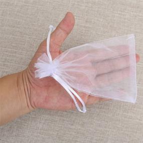 img 2 attached to 🎁 HRX Package White Organza Bags, 4 x 6 inches - Set of 100 | Christmas Wedding Favors Gift Drawstring Bags | Jewelry Pouches | Candy Mesh Pouches