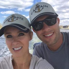 img 1 attached to ⚓️ Skipper Boating Baseball Caps - Captain Hat & First Mate Set, Matching Nautical Marine Sailor Navy Hats