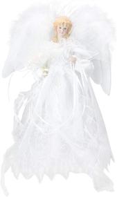 img 2 attached to 🌟 Kurt Adler 12-inch LED Fiber Optic Angel Christmas Tree Topper in White and Silver