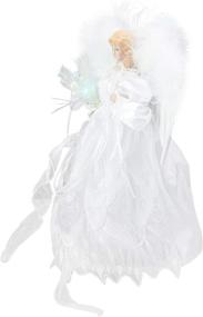 img 1 attached to 🌟 Kurt Adler 12-inch LED Fiber Optic Angel Christmas Tree Topper in White and Silver