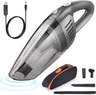 efficient e coastal car vacuum cleaner - portable, high power handheld wet & dry cleaning kit for small cars - 2000mah battery, usb rechargeable, cordless grey logo