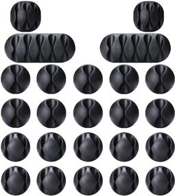 img 4 attached to 🔌 OHill Cable Clips - 24 Pack Black Adhesive Cord Holders for Effective Cable Management - Home, Office, Car, Desk & Nightstand Organizer