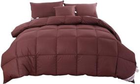 img 4 attached to 🌹 ROSE FEATHER 300TC Cotton White Goose Down Feather Comforter Quilt - Light Weight, 650+Fill Power, Medium Warmth - Brown, Full & Queen Size 94x90inch