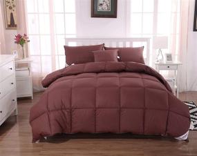 img 3 attached to 🌹 ROSE FEATHER 300TC Cotton White Goose Down Feather Comforter Quilt - Light Weight, 650+Fill Power, Medium Warmth - Brown, Full & Queen Size 94x90inch