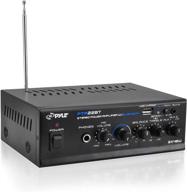 🎵 pyle bluetooth mini blue series home audio amplifier - compact desktop home theater-stereo amplifier receiver with usb charge port - pager & mixer karaoke modes - mic input (40 watt x 2) - pta22bt: the perfect amplifier for home audio and karaoke entertainment logo
