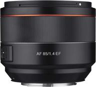 black samyang syio85af-c 85mm f1.4 high 📷 speed auto focus lens for canon ef mount logo