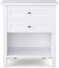 img 1 attached to 🌙 SimpliHome Warm Shaker 24" White Solid Wood Nightstand - Rustic Bedroom Bedside Table with Storage