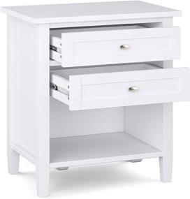 img 2 attached to 🌙 SimpliHome Warm Shaker 24" White Solid Wood Nightstand - Rustic Bedroom Bedside Table with Storage