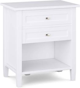 img 4 attached to 🌙 SimpliHome Warm Shaker 24" White Solid Wood Nightstand - Rustic Bedroom Bedside Table with Storage