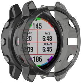 img 2 attached to 📱AWADUO ТПУ прозрачный защитный чехол для Garmin Fenix 6S - мягкий и прочный, черный TPU