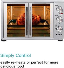 img 1 attached to LUBY Large Toaster Oven Countertop for Baking & Roasting - French Door Design, 55L Capacity, Fits 18 Slices, 14'' Pizza, 20lb Turkey - Silver