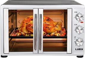 img 4 attached to LUBY Large Toaster Oven Countertop for Baking & Roasting - French Door Design, 55L Capacity, Fits 18 Slices, 14'' Pizza, 20lb Turkey - Silver