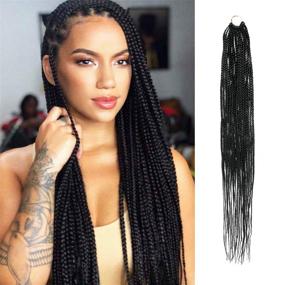 img 4 attached to 🎉 7-Pack of 32 Inch Authentic Box Braid Crochet Hair Extensions for Mambo Twist Braiding, Pre-Stretched and Pre-Looped (Color: 1)