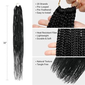 img 1 attached to 🎉 7-Pack of 32 Inch Authentic Box Braid Crochet Hair Extensions for Mambo Twist Braiding, Pre-Stretched and Pre-Looped (Color: 1)