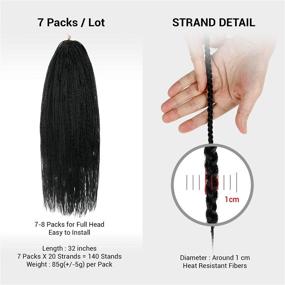 img 2 attached to 🎉 7-Pack of 32 Inch Authentic Box Braid Crochet Hair Extensions for Mambo Twist Braiding, Pre-Stretched and Pre-Looped (Color: 1)