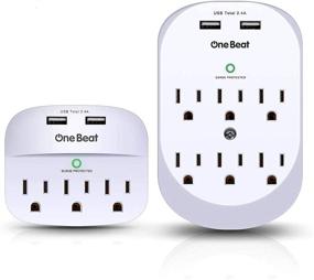 img 4 attached to Powerful and Reliable 2 Pack Wall Surge Protector with USB Charging Ports and Multi Plug Outlet Extender for Home, School, Office - ETL Certified