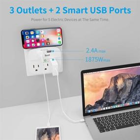 img 3 attached to Powerful and Reliable 2 Pack Wall Surge Protector with USB Charging Ports and Multi Plug Outlet Extender for Home, School, Office - ETL Certified