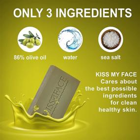 img 3 attached to 🌿 Kiss My Face 3 Pack Pure Olive Oil Vegan Bar Soap - 3 Ingredient Non-GMO Bars for Men and Women (12oz Total)